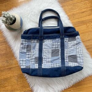 J. Crew Blue and Plaid Travel Bag